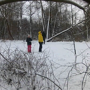 Men in the fresh snow