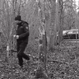 Two men at the trailhead lot