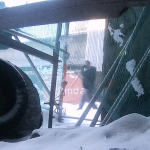 Public urination at the construction site