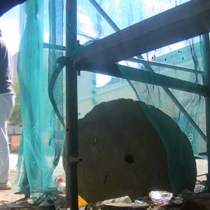 Window washing at the construction site