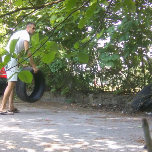 Dumping tires and a happy couple