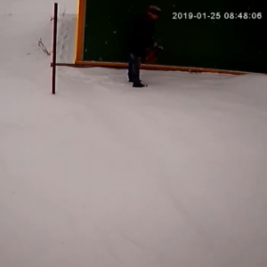 Struggling with his pants