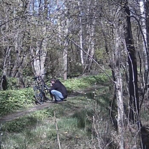 Biker taking a long break