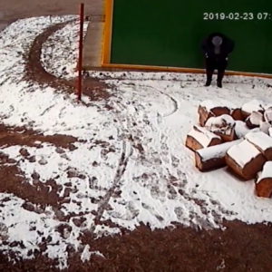 A puddle in the snow